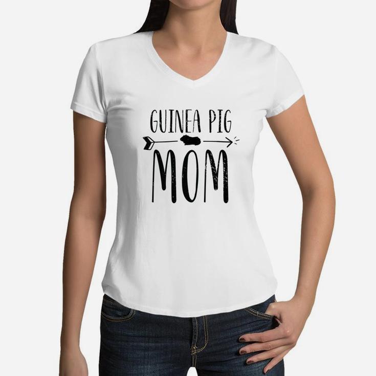 Guinea Pig Mom Cute Pet Owner Black Gif Women V-Neck T-Shirt