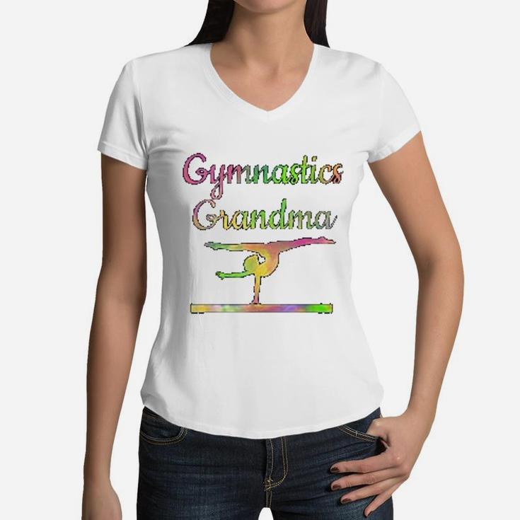 Gymnastics Grandma Gymnast Grandmother Gigi Mimi Women V-Neck T-Shirt