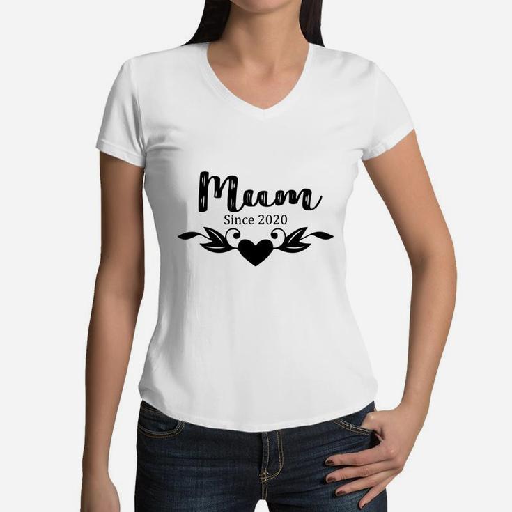 Happy Mothers Day Mum Since 2020 Women V-Neck T-Shirt