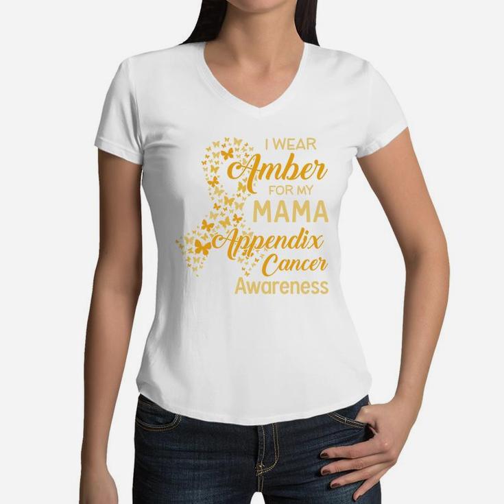 I Wear Amber For My Mama Proud Mom Women V-Neck T-Shirt