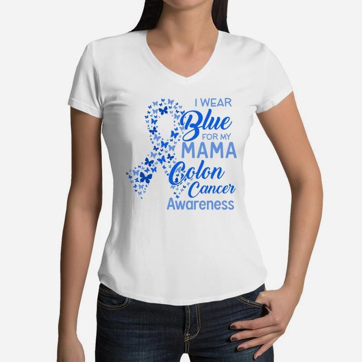 I Wear Blue For My Mama Proud Mom Women V-Neck T-Shirt