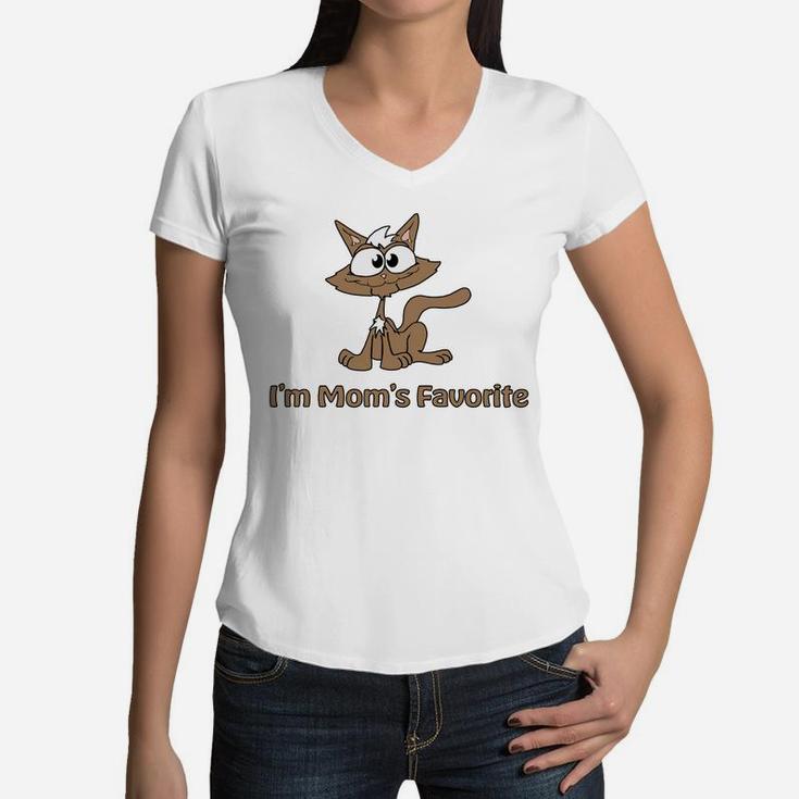 Im Moms Favorite Funny Cat Women V-Neck T-Shirt
