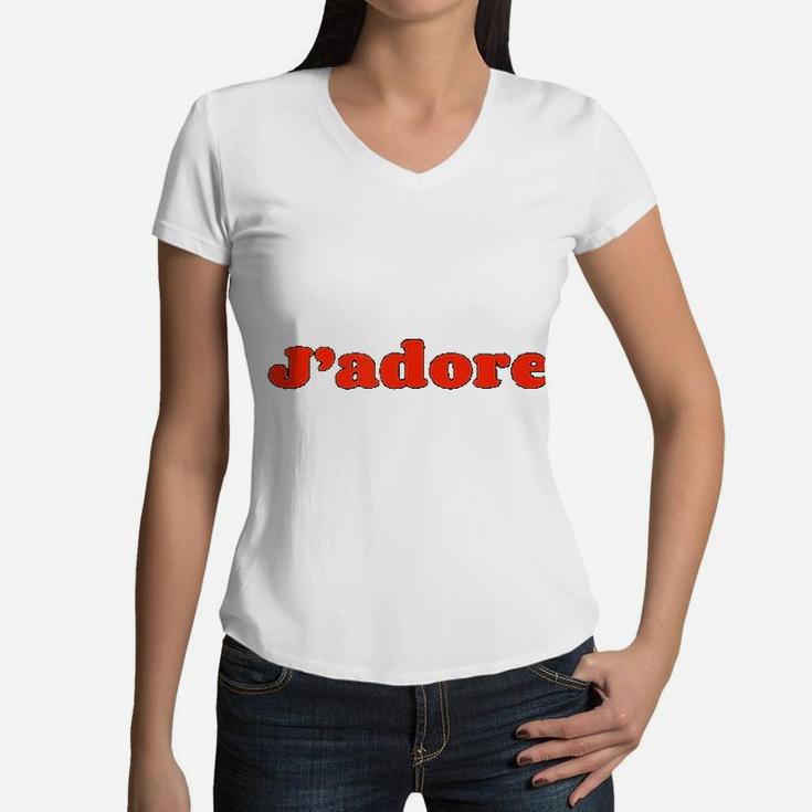 J Adore I Love Vintage French Chic Style Women V-Neck T-Shirt