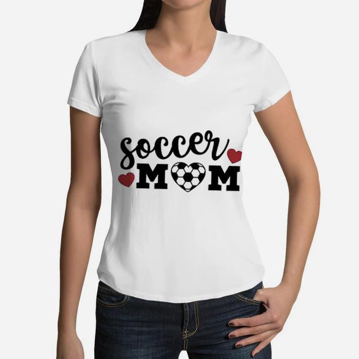 Love Soccer Mom Women V-Neck T-Shirt