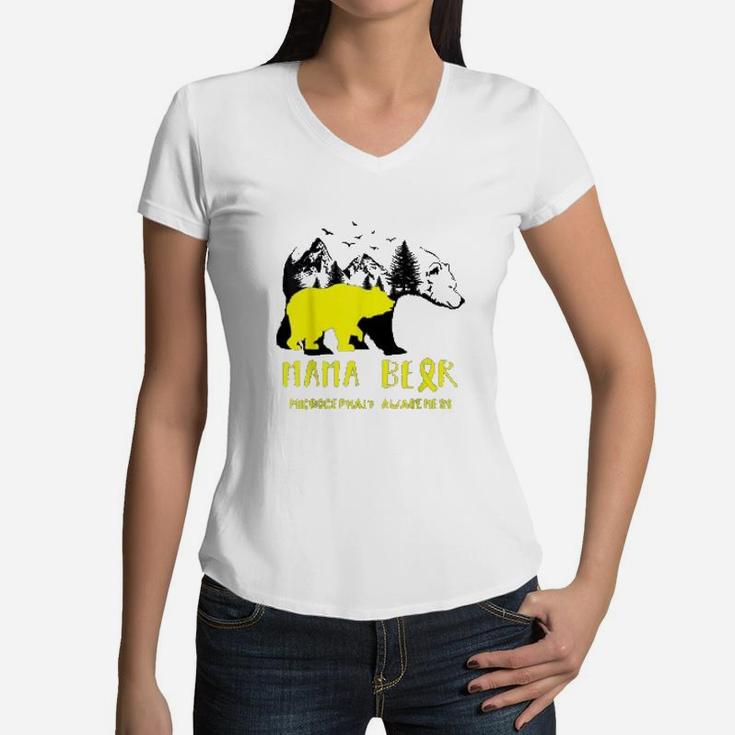 Mama Bear Microcephaly Awareness Women V-Neck T-Shirt