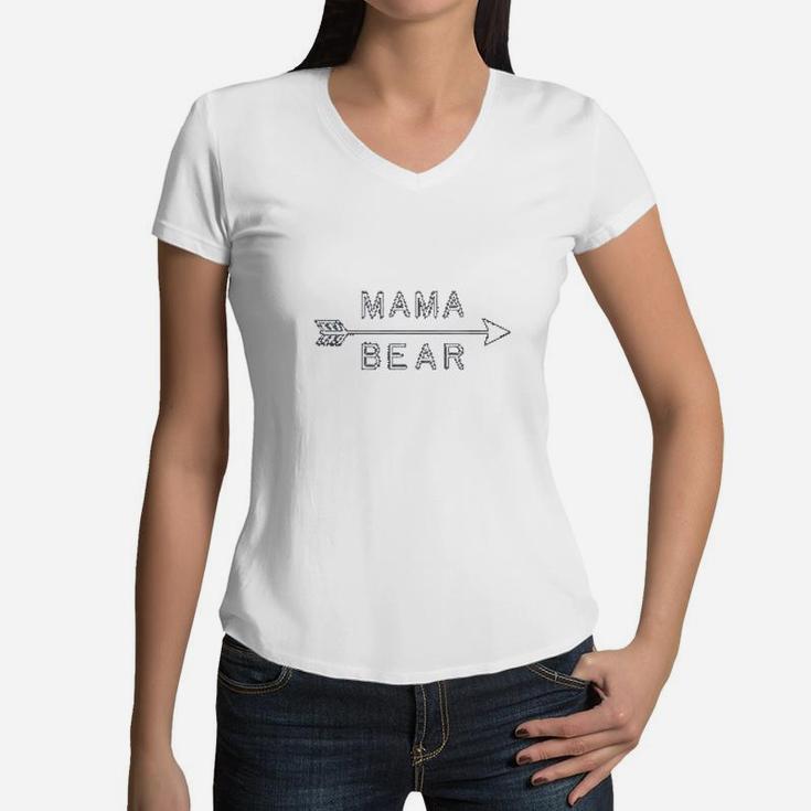 Mama Bear Mom Camping Women V-Neck T-Shirt