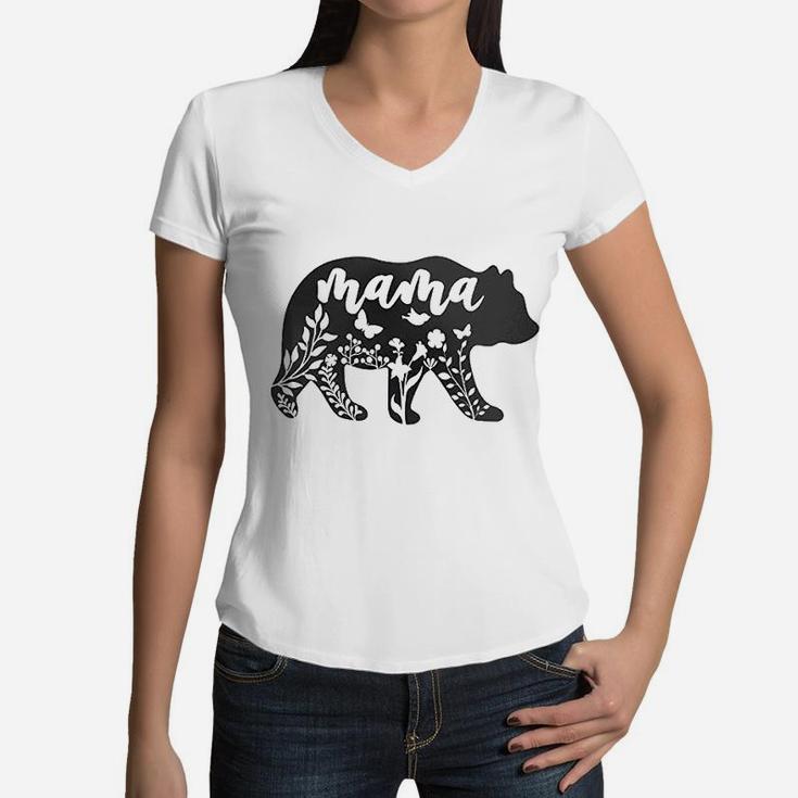Mama Bear Trucker birthday Women V-Neck T-Shirt