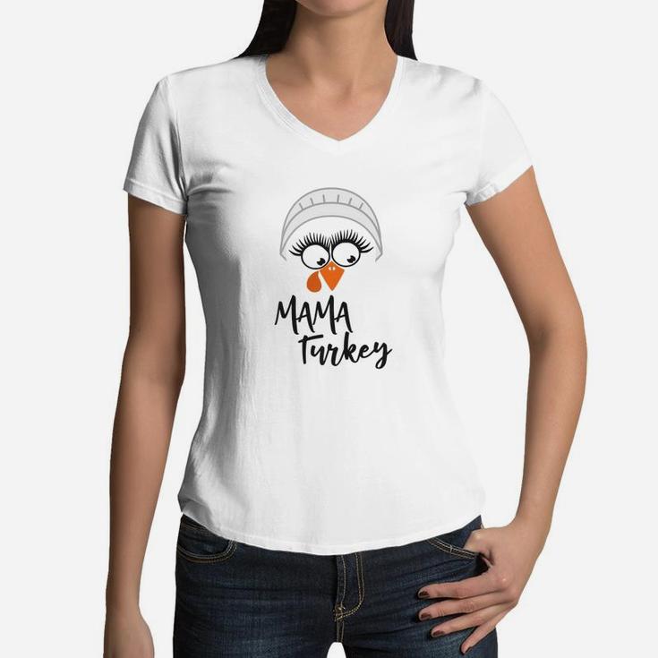 Mama Turkey Thanksgiving Matching Family Women V-Neck T-Shirt