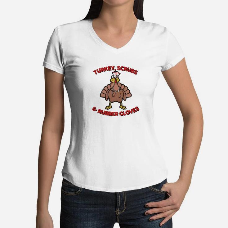 Mens Thanksgiving Turkey Nurse Thankful Vintage Tee Gifts Women V-Neck T-Shirt