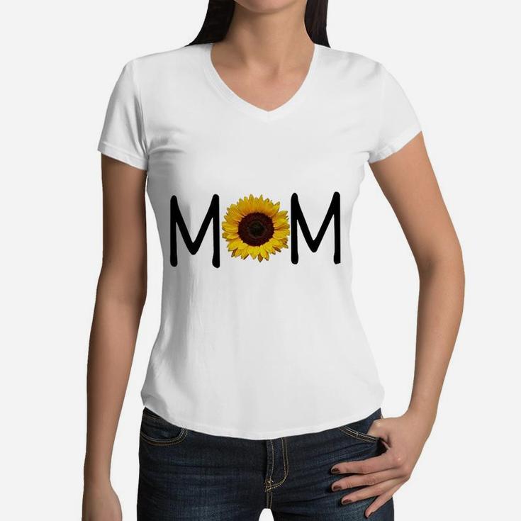 Mom Sunflower Art Women V-Neck T-Shirt