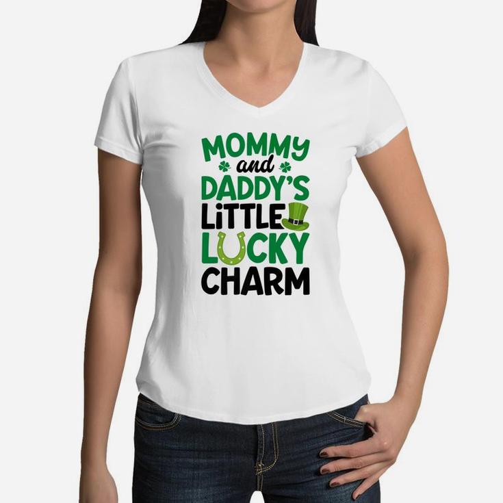 Mommy And Daddys Little Lucky Charm St Patricks Day Women V-Neck T-Shirt