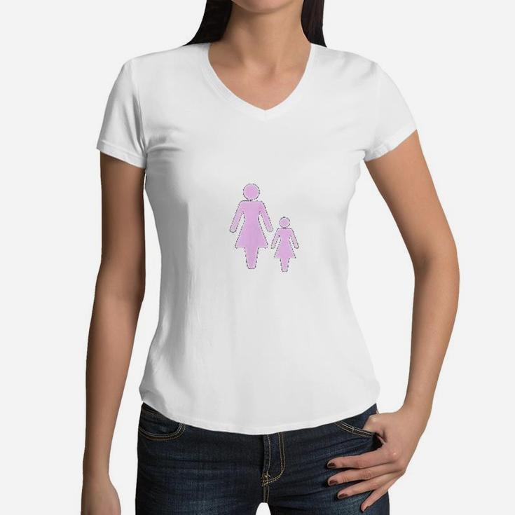 Mother And Daughter Mothers Day Interesting Gift For Mom Women V-Neck T-Shirt