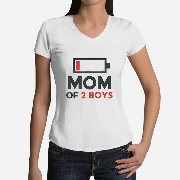 Mothers Day Gift Mom Mom Of 2 Boys From Son Women V-Neck T-Shirt