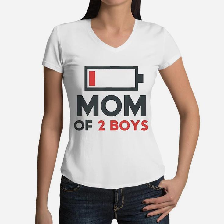 Mothers Day Gift Mom Mom Of 2 Boys Women V-Neck T-Shirt