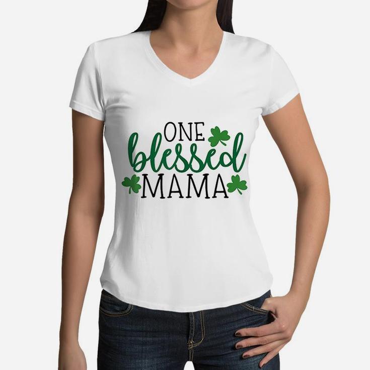 One Blessed Mama Lucky Mama Women V-Neck T-Shirt