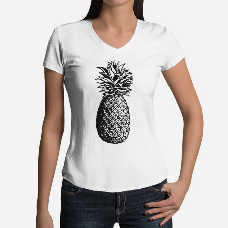 Pineapple Vintage Women V-Neck T-Shirt