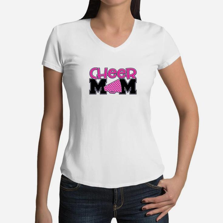 Pink Cheer Mom Cheerleading Mother Women V-Neck T-Shirt