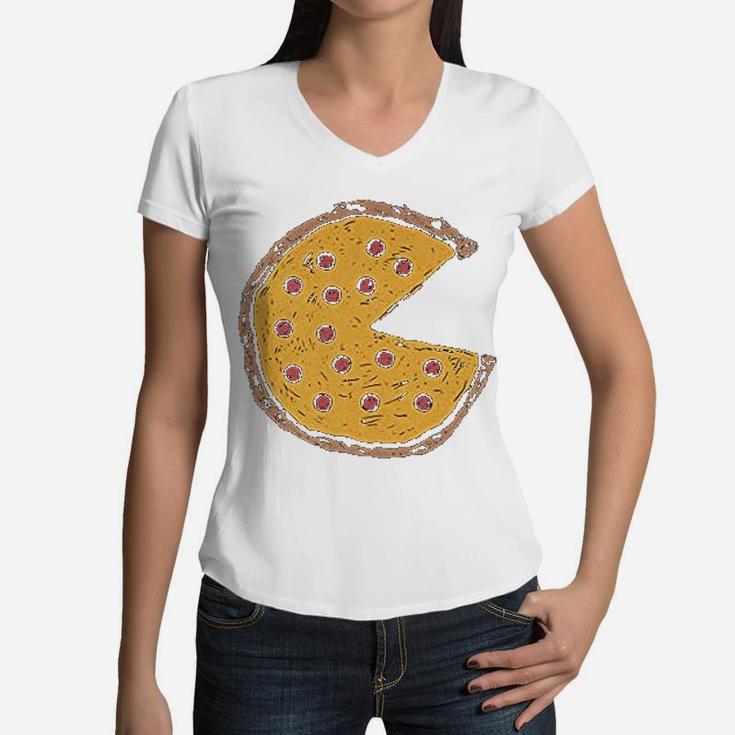 Pizza Pie And Slice Mother Son Daughter Women V-Neck T-Shirt