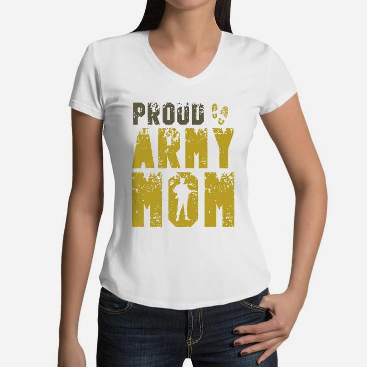Proud Army Mom Us Soldier For Mother Shirt Women V-Neck T-Shirt