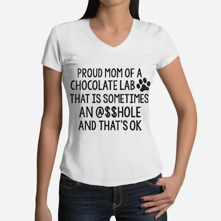 Proud Mom Of A Chocolate Lab Women V-Neck T-Shirt