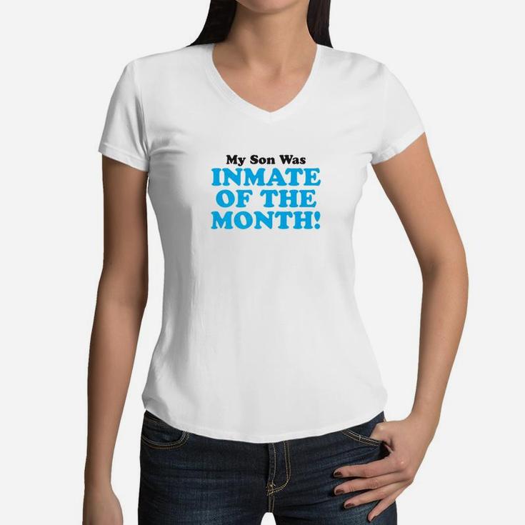 Proud Parent Inmate Of Month Son Funny For Mom Dad Women V-Neck T-Shirt