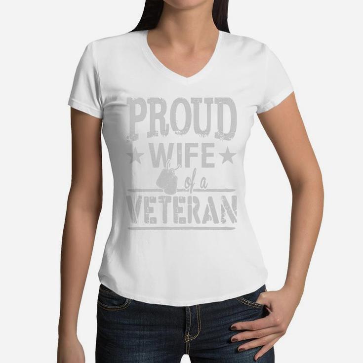 Proud Wife Of A Veteran Tshirt Women V-Neck T-Shirt