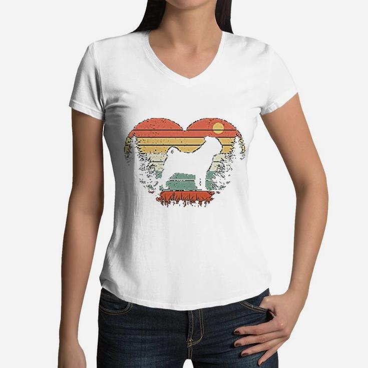 Pug Lovers Vintage Retro Dog Women V-Neck T-Shirt