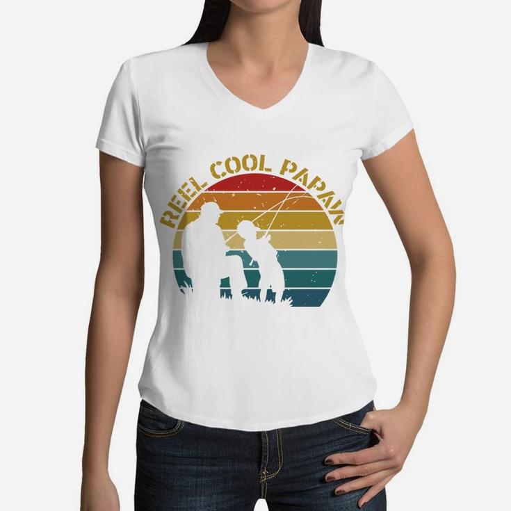 Reel Cool Papaw Cool Fishing Dad Gift Idea Women V-Neck T-Shirt
