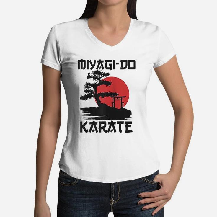 Retro Vintage Miyagi Do Karate Life Bonsai Tree Martial Arts Women V-Neck T-Shirt