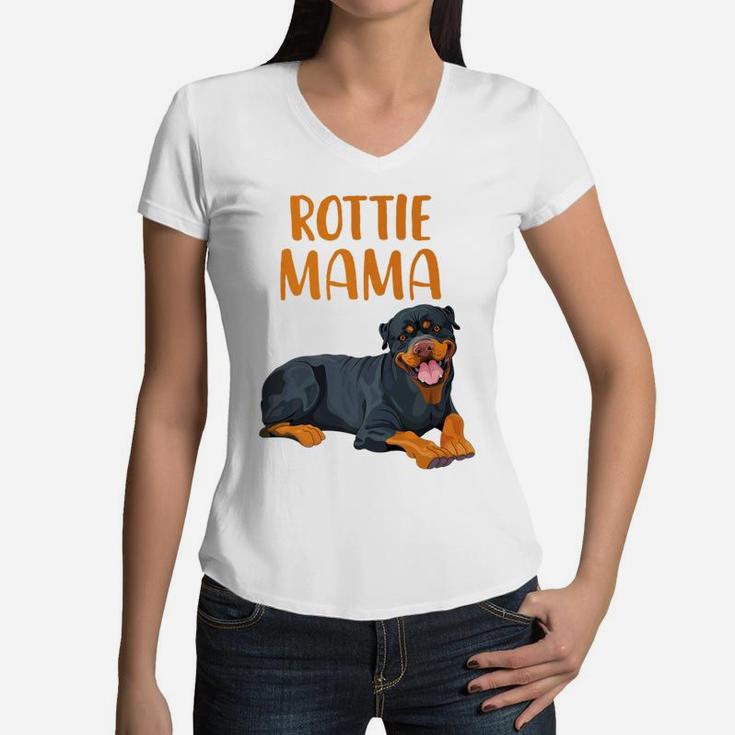 Rottie Mama Rottweiler Women V-Neck T-Shirt