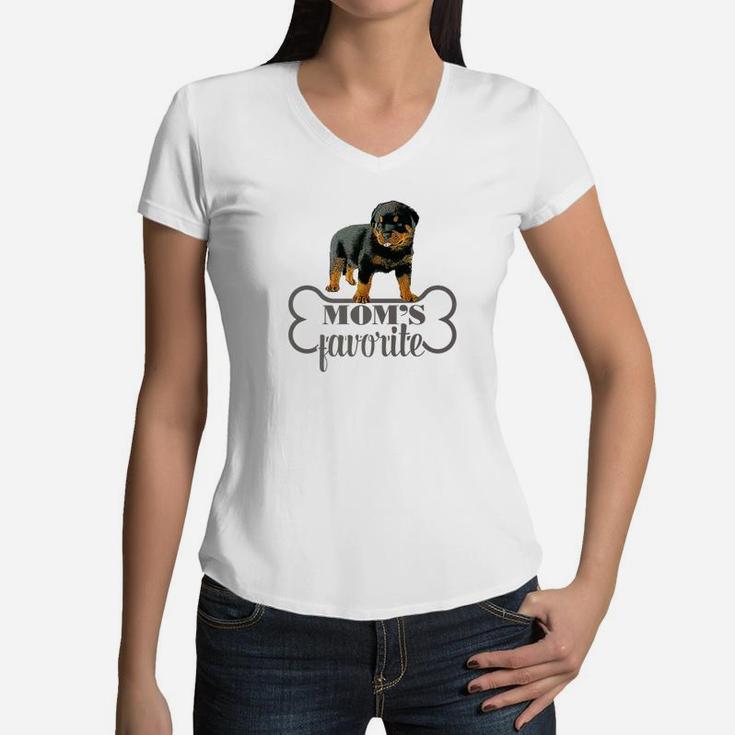 Rottweiler Moms Favorite Cute Funny Women V-Neck T-Shirt