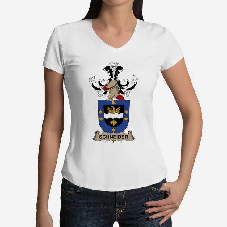 Schneider Coat Of Arms Austrian Family Crests Austrian Family Crests Women V-Neck T-Shirt