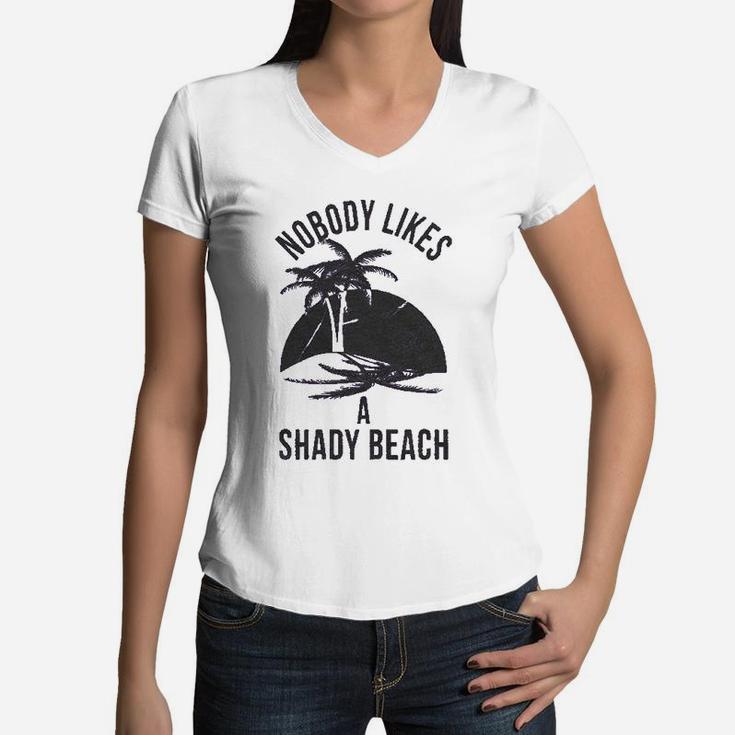Shady Beach Funny Cute Vacation Vintage Women V-Neck T-Shirt