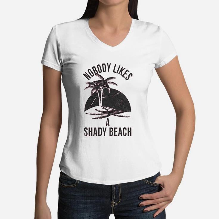 Shady Beach Funny Cute Vacation Vintage Women V-Neck T-Shirt