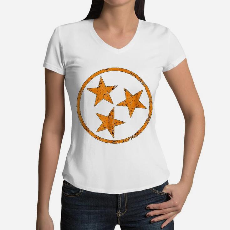 Tennessee Flag Vintage Grunge Distressed Graphic Women V-Neck T-Shirt