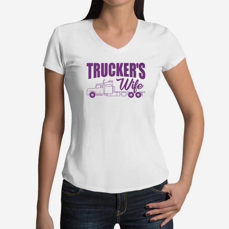 Trucker Truckers Wife Truck S Women Mom Nana Gifts Women V-Neck T-Shirt