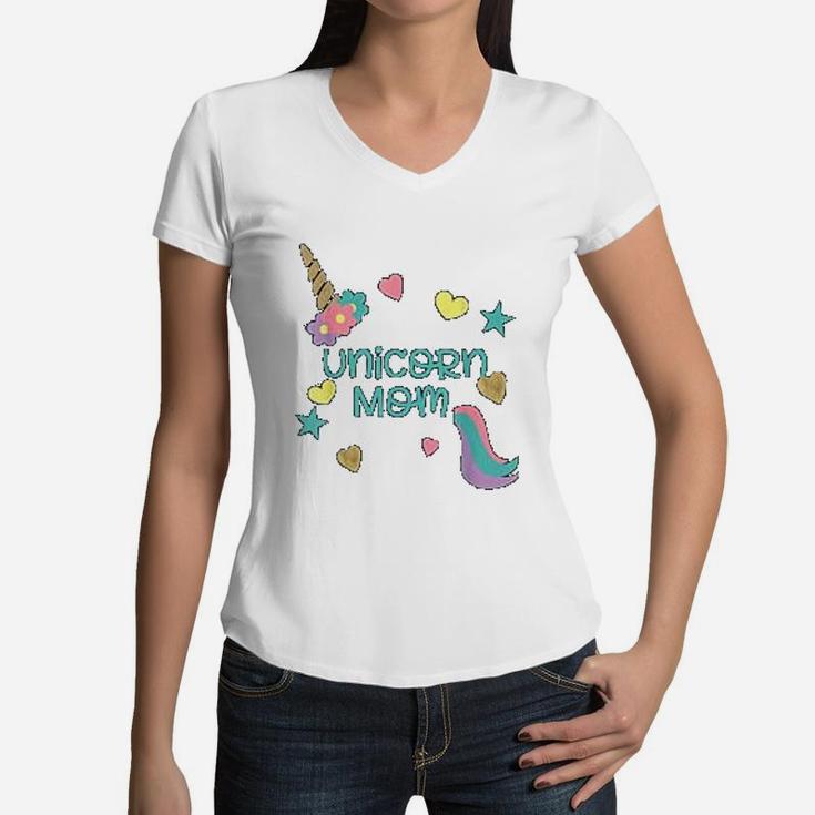 Unicorn Mom Unicorn Women V-Neck T-Shirt