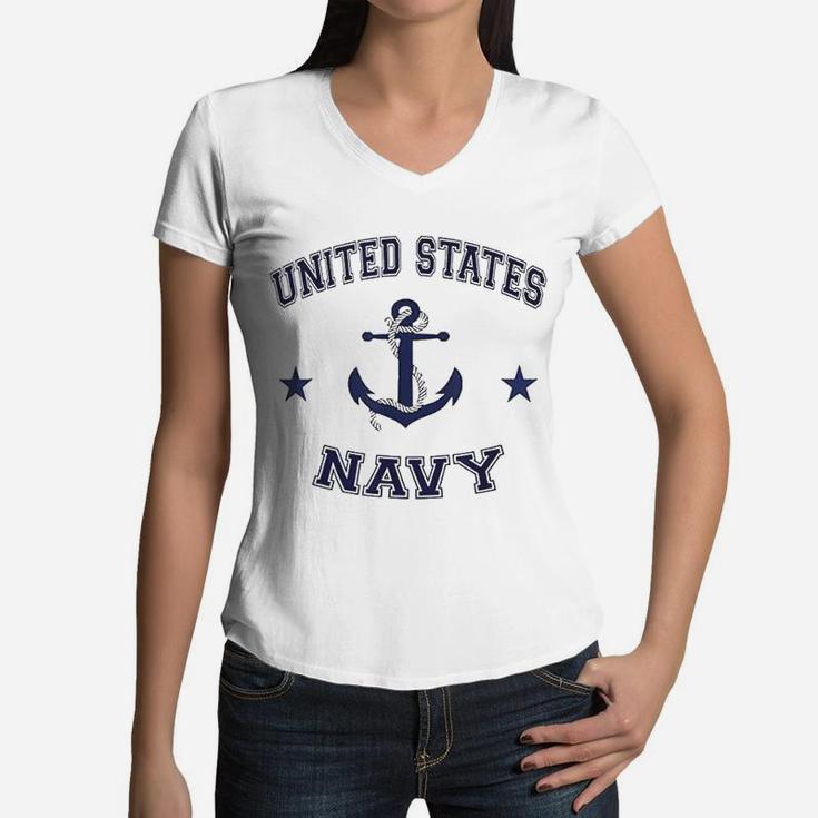 United States Navy Vintage Military Women V-Neck T-Shirt