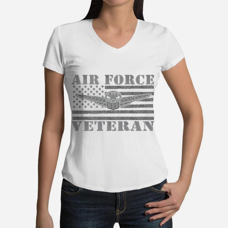 Veteran Us Air Force American Flag Veterans Women V-Neck T-Shirt