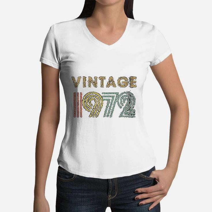 Vintage 1972 Born In 1972 Women V-Neck T-Shirt