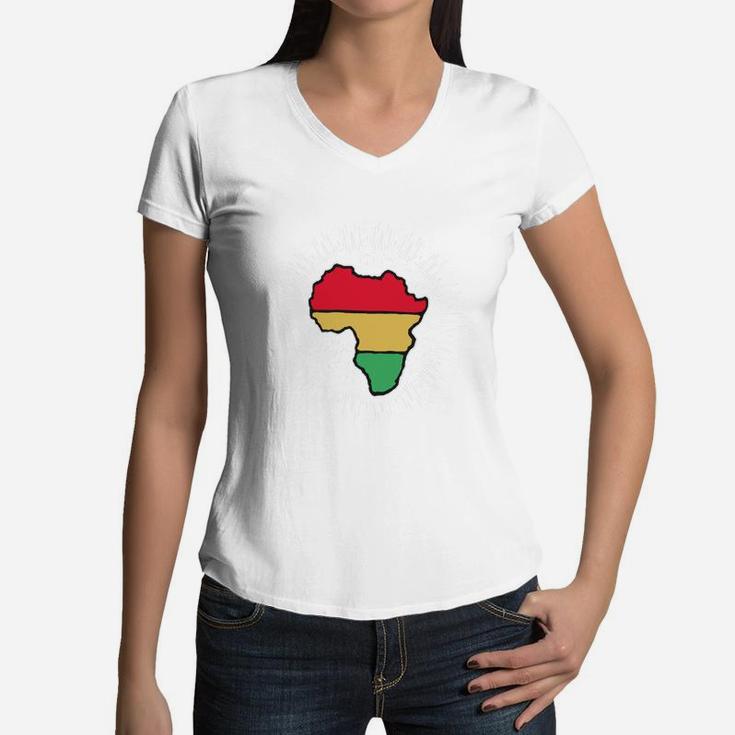 Vintage Africa Minimalist Star Burst Art Black Pride Women V-Neck T-Shirt