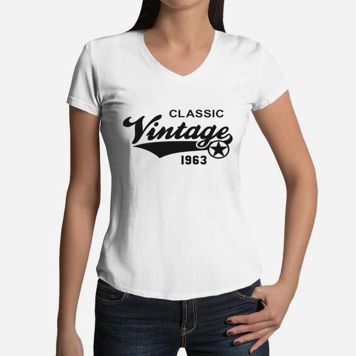Vintage Classic 1963 Birthday Anniversary  Women V-Neck T-Shirt
