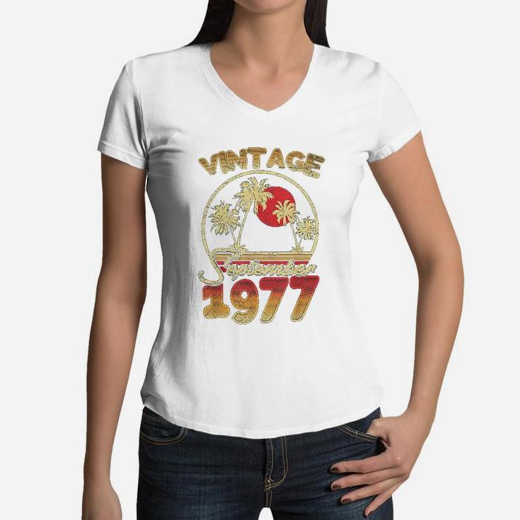 Vintage Sept 1977 Vacation Gift Women V-Neck T-Shirt