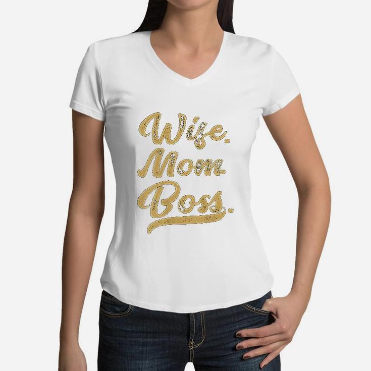 Wife Mom Boss Cute Women V-Neck T-Shirt