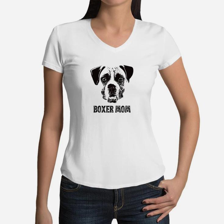 Womens Boxer Dog Mom Shirt Boxer Mom Women V-Neck T-Shirt
