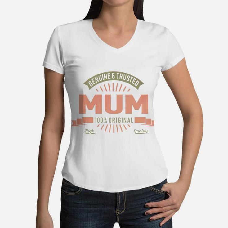 Womens Genuine Mum Great Gifts For Grandma Women Women V-Neck T-Shirt
