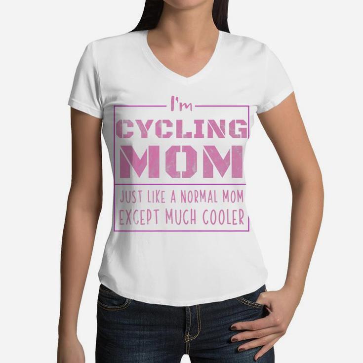 Womens Im A Cycling Mom Momma Pride Mommy Cycling  Women V-Neck T-Shirt