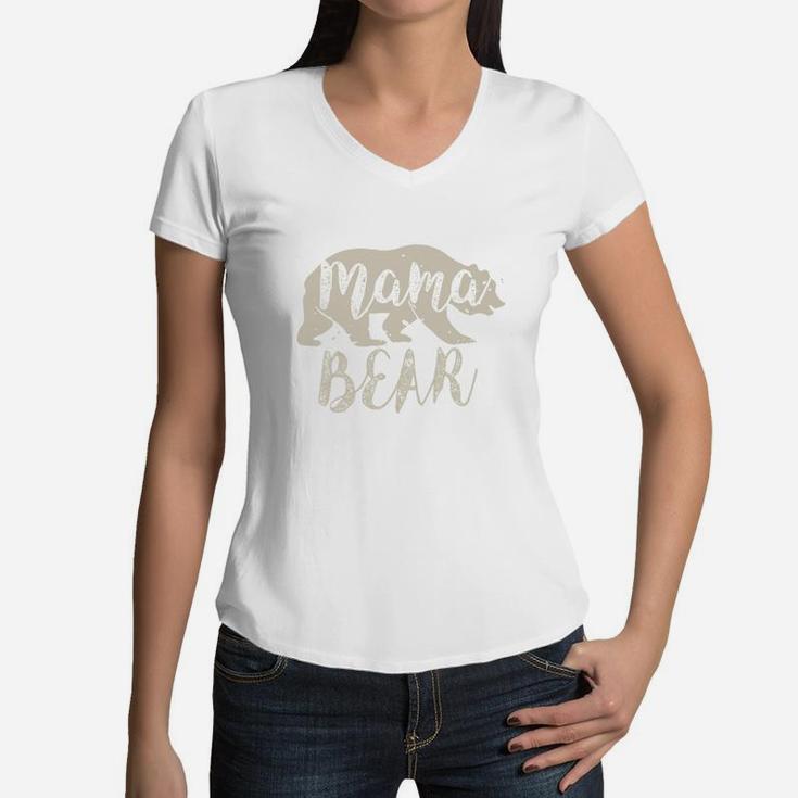 Womens Mama Bear Fun Novelty For Mothers Moms Women V-Neck T-Shirt