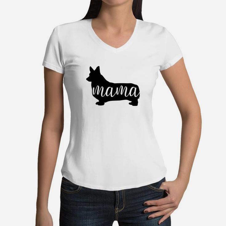 Womens Womens Corgi Mama Dog Mom Cute Pet Lover Gift Women V-Neck T-Shirt