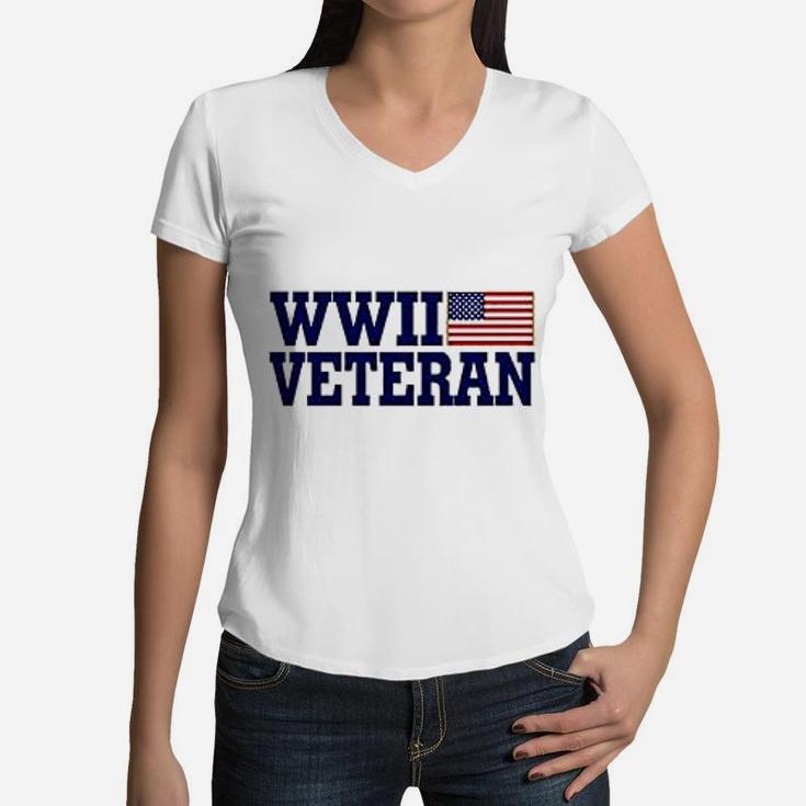 Wwii Veteran Women V-Neck T-Shirt